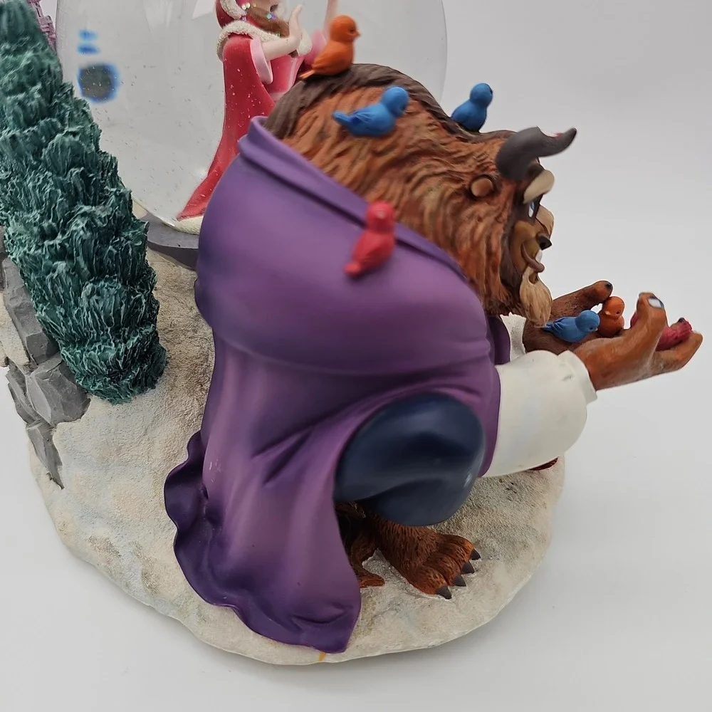Disney Beauty and the Beast Snow Globe Something There Musical Bird Feeding READ